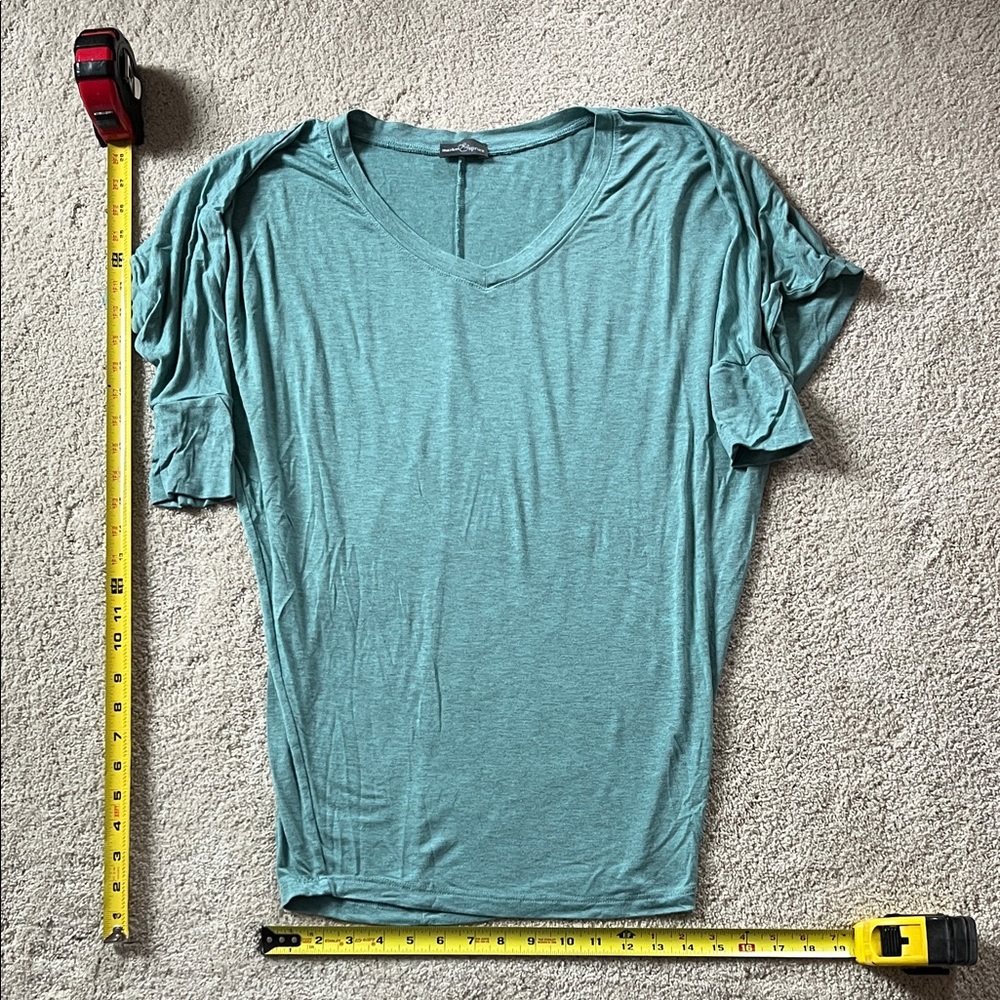 Market & Spruce Aqua V-Neck Short Sleeve Top